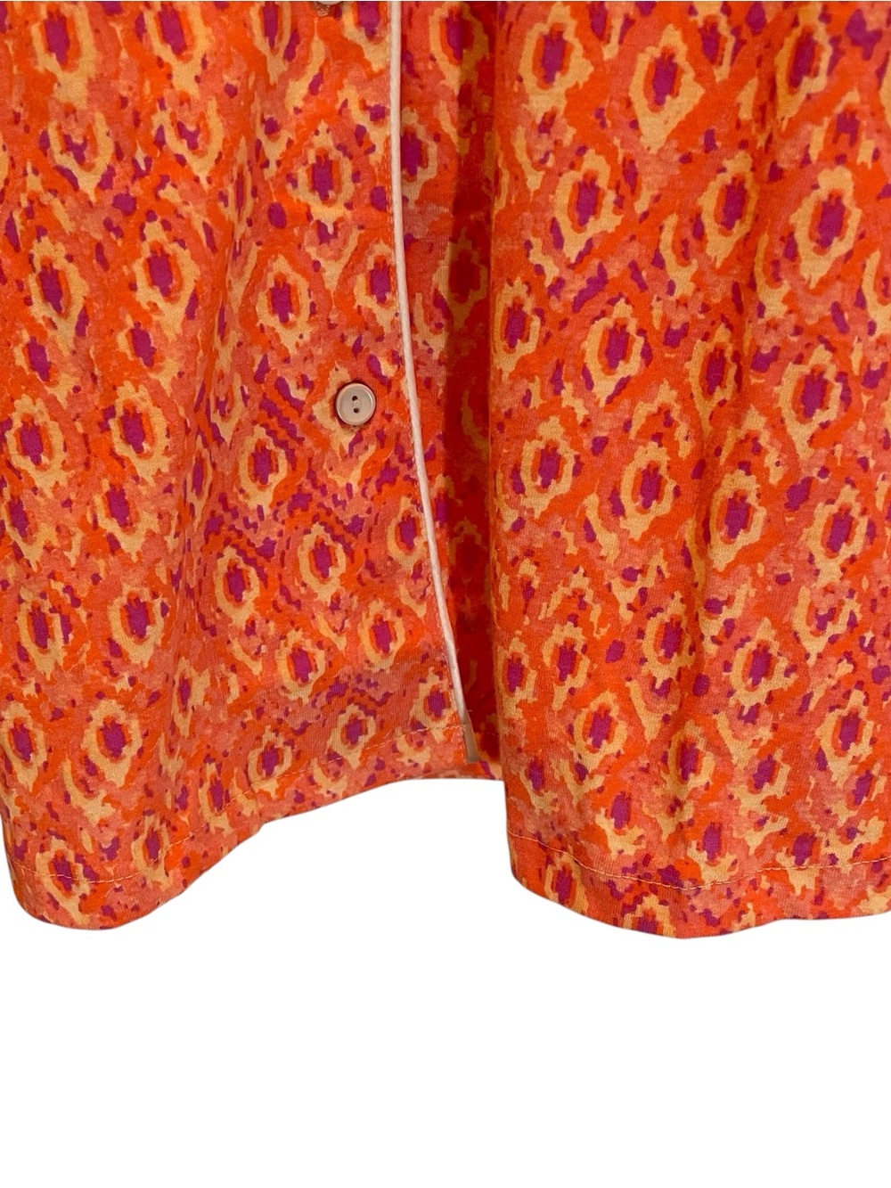 Alexander Del Rossa Pajama Top with White Piping Orange Pink Ikat Design Size 2X - Picture 4 of 10